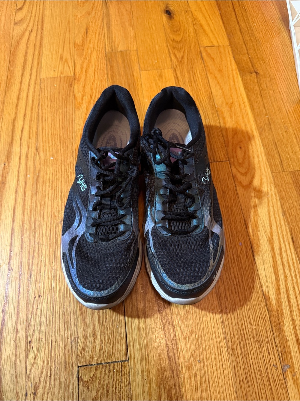 Ryka Women's Black Athletic Lace-Up Trainers with Subtle Teal Accents